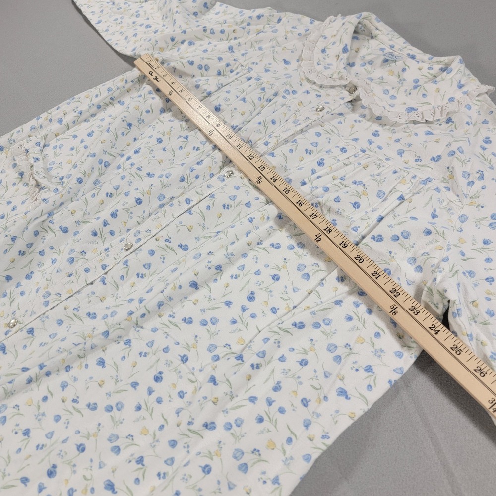 Vintage Carole Floral Cotton Nightgown Cottagecore Ruffle Collar USA Women's XL - Picture 6 of 10